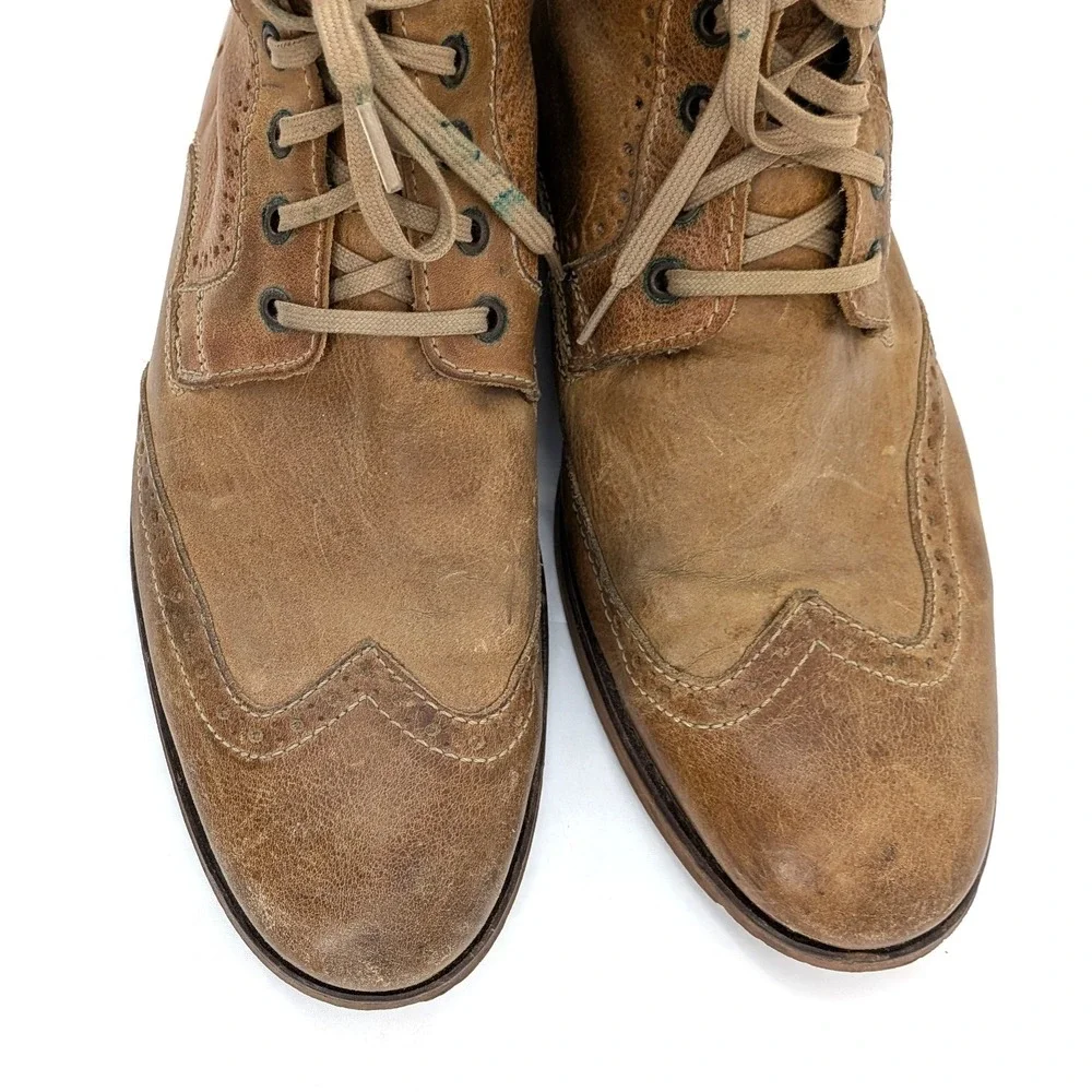 Aldo Leather Wingtip Boots‎ Brown Lace Up Distressed Size 43